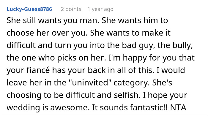A comment regarding a woman's scary fixation over groom and its unsettling turn a year later.
