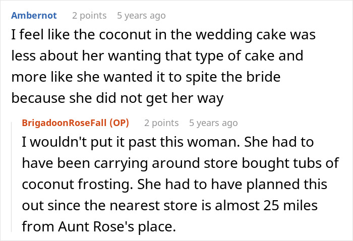 Wedding guests discuss MIL sabotaging wedding by using coconut frosting, despite knowing bride's allergy. Wedding guests discuss MIL sabotaging wedding by using coconut frosting, despite knowing bride's allergy.
