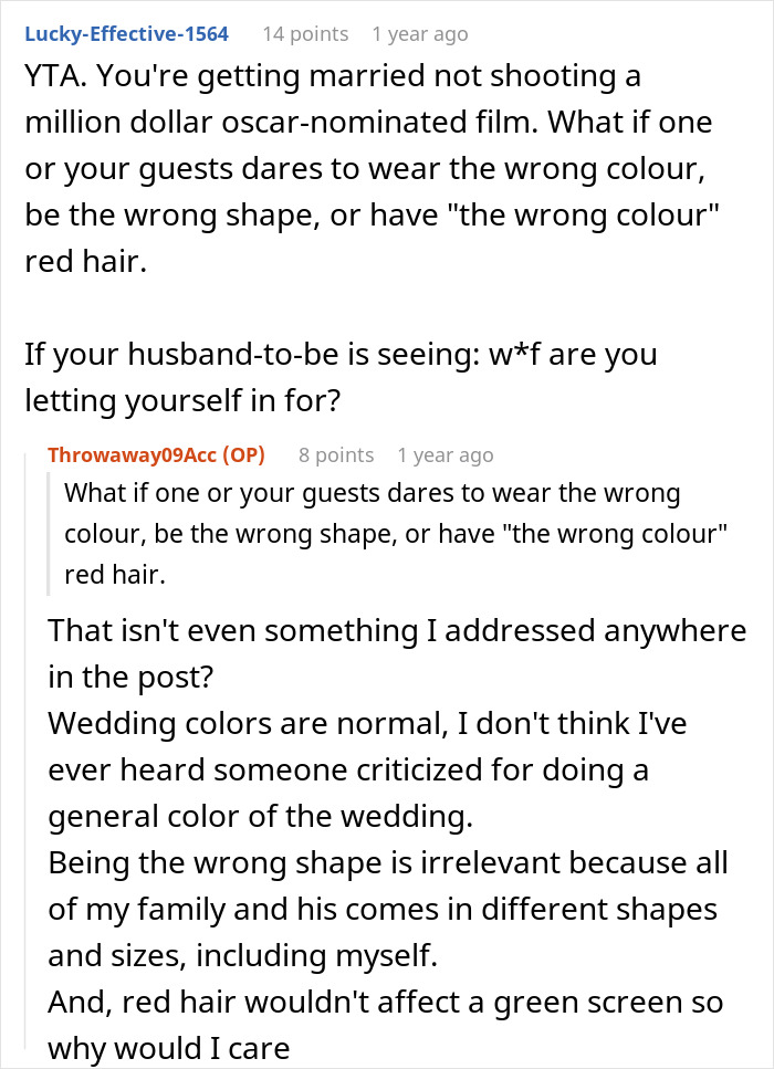 A woman's scary fixation over groom takes an unsettling turn a year later, a screenshot of the forum post.
