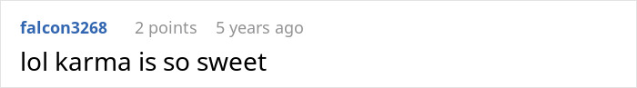 A comment about a driver starting a parking war, noting that karma is sweet.