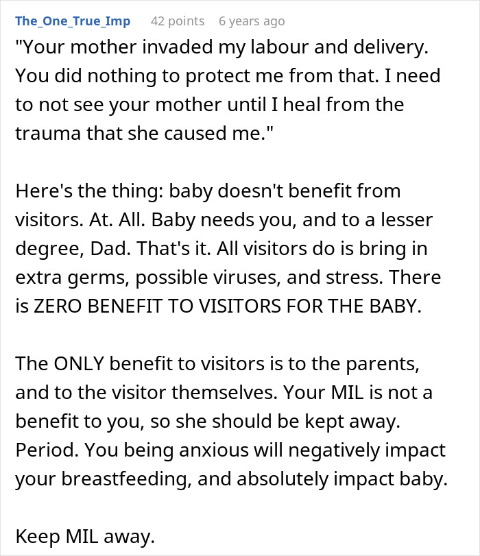 New mom feels betrayed as MIL forces her way into the delivery room, husband doesn't stop her. New mom feels betrayed as MIL forces her way into the delivery room, husband doesn't stop her.