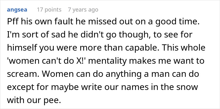 A comment stating the Saudi dad missed out by refusing an Arctic tour because a woman was leading it, highlighting women's capabilities. A comment stating the Saudi dad missed out by refusing an Arctic tour because a woman was leading it, highlighting women's capabilities.