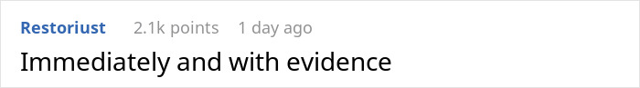 A screenshot of a Reddit comment suggesting the woman immediately tell the pregnant wife about the cheater, with evidence.