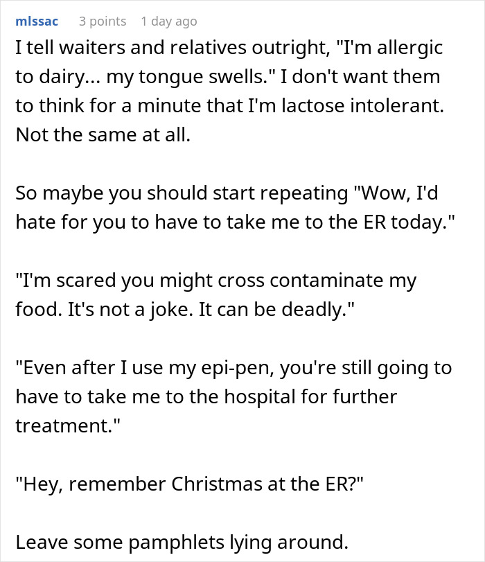 Family Doesn't Care About Person's Health, Says They're Overreacting: "Within Minutes My Throat Started Closing" Family Doesn't Care About Person's Health, Says They're Overreacting: "Within Minutes My Throat Started Closing"