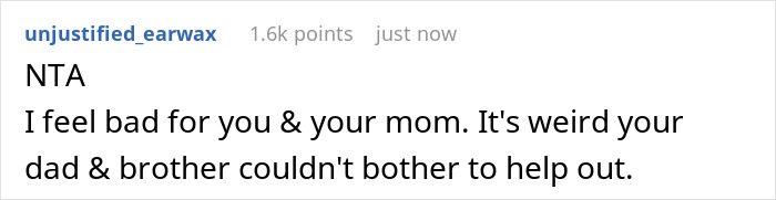 Reddit comment supporting 27YO refusing to host mom's B-day, highlighting years of toiling on her own. Reddit comment supporting 27YO refusing to host mom's B-day, highlighting years of toiling on her own.