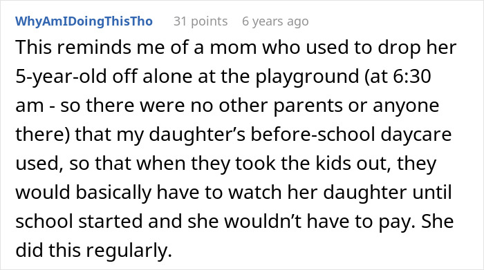 An entitled mom uses a community class like free daycare, dropping her 5-year-old off early at a playground. An entitled mom uses a community class like free daycare, dropping her 5-year-old off early at a playground.