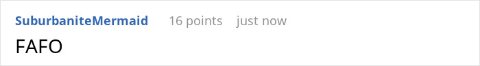 A comment with the acronym FAFO regarding the delulu mom and dad's family, indicating a consequence.