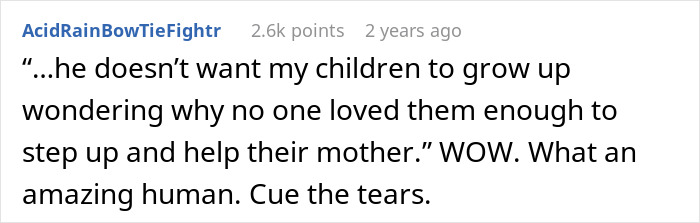 A comment praising someone for supporting the woman and her children after husband's violent reaction to allergic SIL. A comment praising someone for supporting the woman and her children after husband's violent reaction to allergic SIL.