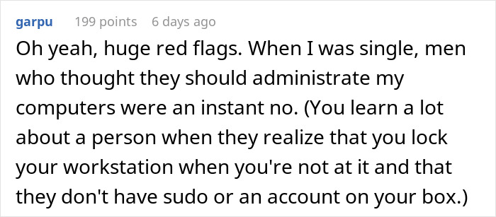 User comment about a BF deleting phone app, highlighting red flags and control issues. User comment about a BF deleting phone app, highlighting red flags and control issues.