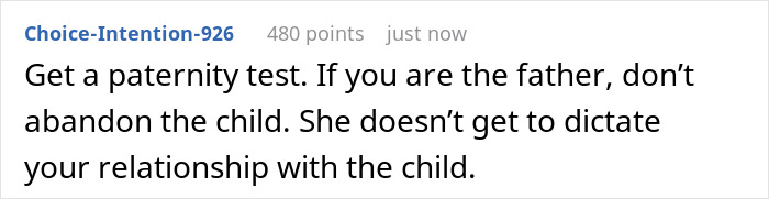 Screenshot of advice recommending a paternity test for the baby's dad in a relationship Screenshot of advice recommending a paternity test for the baby's dad in a relationship
