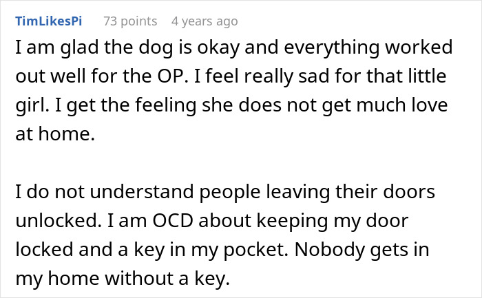 Screenshot of a comment about a dog owner's worst nightmare, emphasizing door security and child welfare. Screenshot of a comment about a dog owner's worst nightmare, emphasizing door security and child welfare.