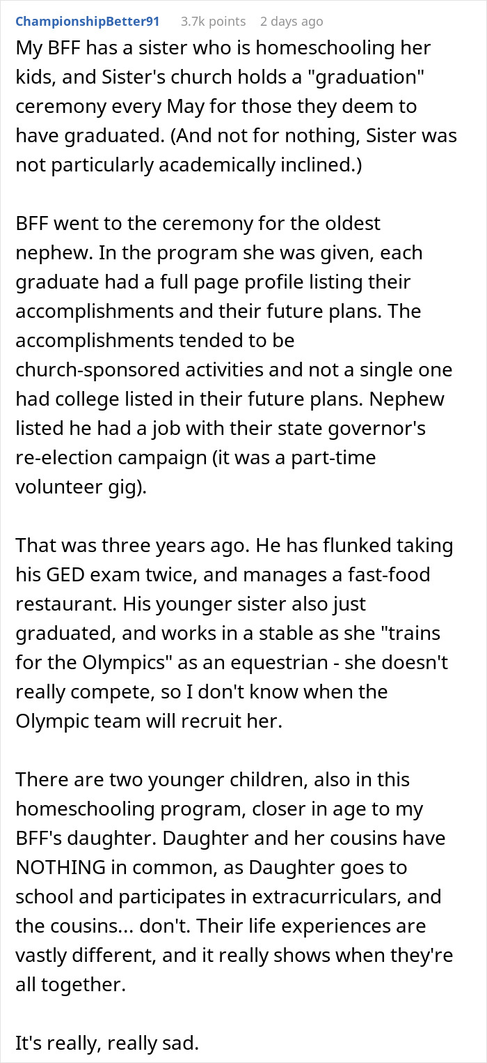 Church Enforces Homeschooling Ideology, 18YO Upset That They Cancel Their Own Graduation Tradition Church Enforces Homeschooling Ideology, 18YO Upset That They Cancel Their Own Graduation Tradition