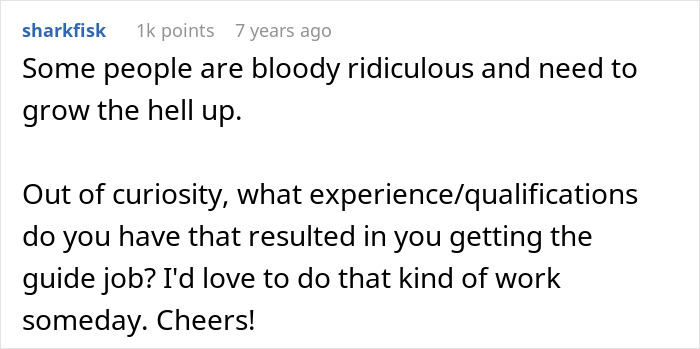 Screenshot of a comment about a Saudi dad's refusal of an Arctic tour and a user asking about guide qualifications. Screenshot of a comment about a Saudi dad's refusal of an Arctic tour and a user asking about guide qualifications.
