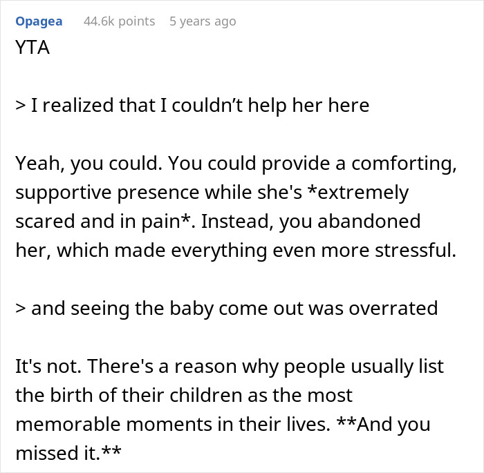 A screenshot displaying comments criticizing a husband for leaving his wife during labor to rest. A screenshot displaying comments criticizing a husband for leaving his wife during labor to rest.