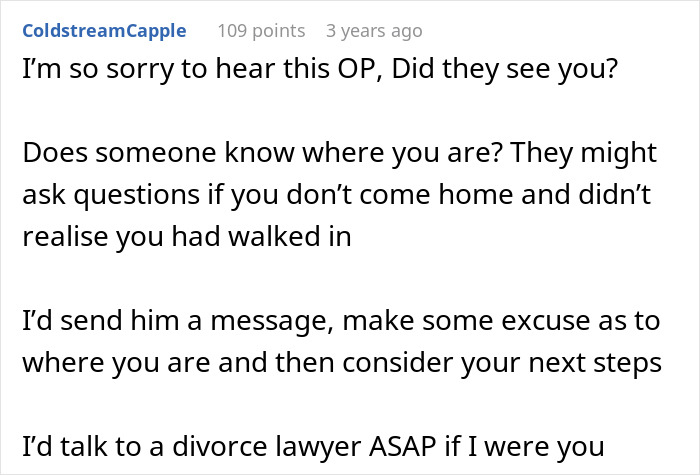 A comment offering advice to a woman who walked into her home and saw her husband and her sister completely naked.