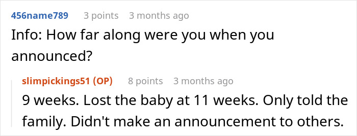 A Reddit comment showing DIL miscarries after MIL turns pregnancy into a competition with daughter. A Reddit comment showing DIL miscarries after MIL turns pregnancy into a competition with daughter.
