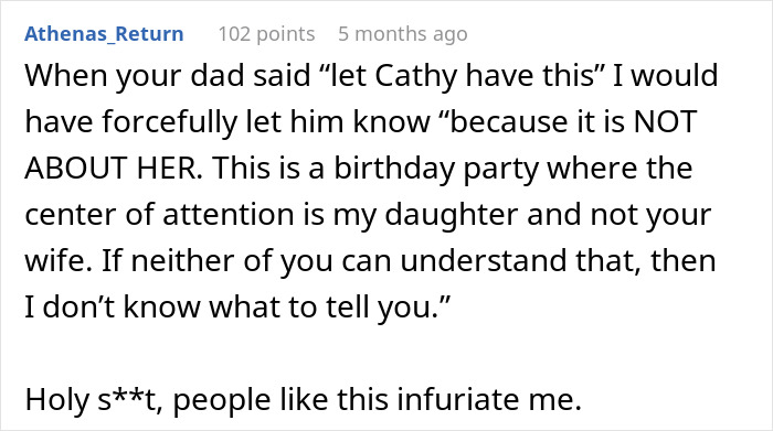 A comment on a Stepmom K-Pop character incident, emphasizing the birthday party is not about the Stepmom. A comment on a Stepmom K-Pop character incident, emphasizing the birthday party is not about the Stepmom.