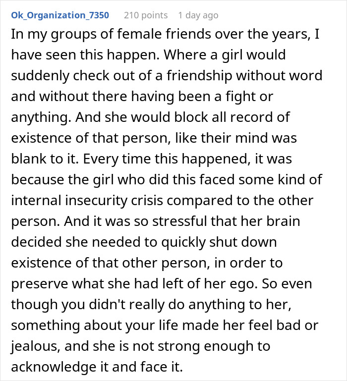 A comment discussing an influencer bestie ghosting a bride on her wedding day, blocking her for no reason. A comment discussing an influencer bestie ghosting a bride on her wedding day, blocking her for no reason.