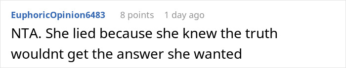 A comment stating the single mom lied to get her sister to babysit her kids. A comment stating the single mom lied to get her sister to babysit her kids.