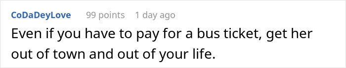 A comment suggesting to get her out of town, discussing revenge on her boyfriend, ruining their relationship. A comment suggesting to get her out of town, discussing revenge on her boyfriend, ruining their relationship.