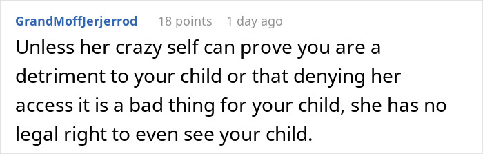 A Reddit comment discussing the legal rights of a delusional mom regarding her daughter and dog. A Reddit comment discussing the legal rights of a delusional mom regarding her daughter and dog.