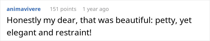 A screenshot of a Reddit comment praising the revelation of the serial cheater's secret kid as beautiful, petty, and elegant. A screenshot of a Reddit comment praising the revelation of the serial cheater's secret kid as beautiful, petty, and elegant.
