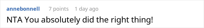 A comment stating NTA, you absolutely did the right thing, in the story of a man who hides his baby.