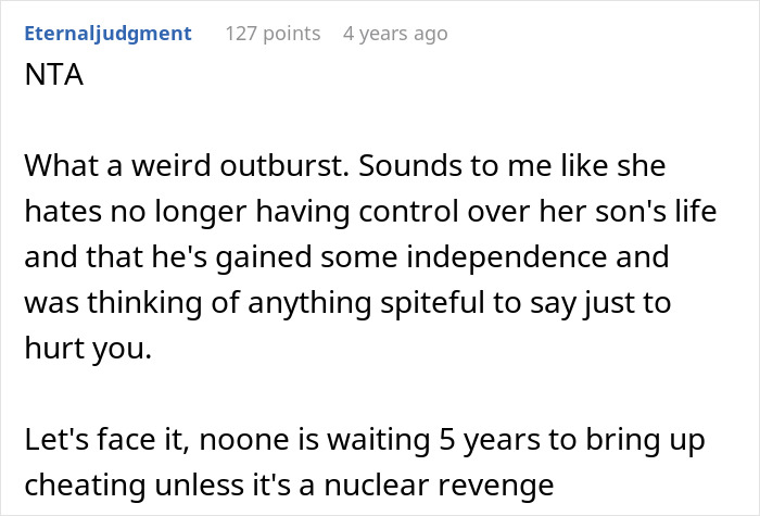 A comment calling the autistic guy's mom's outburst weird, driven by loss of control and independence for the autistic guy. A comment calling the autistic guy's mom's outburst weird, driven by loss of control and independence for the autistic guy.