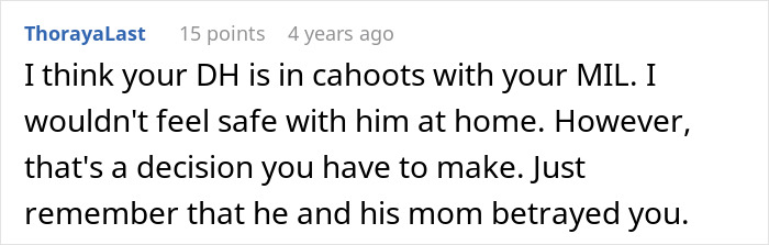 A Reddit comment suggests the DIL's husband is in cahoots with MIL, impacting the plan to make DIL have kids.