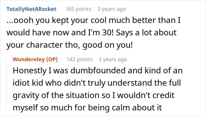 A comment praising the student's calm reaction after the teacher learned a lesson by cutting the insulin pump. A comment praising the student's calm reaction after the teacher learned a lesson by cutting the insulin pump.