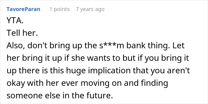 A Reddit comment advising a husband to tell his wife the sad news after a trip of a lifetime. A Reddit comment advising a husband to tell his wife the sad news after a trip of a lifetime.