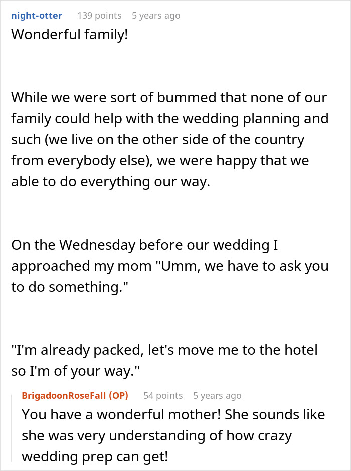 A screenshot of a Reddit thread discussing how an insane MIL sabotaged the wedding, with guests mobilizing at 4 AM to save the day. A screenshot of a Reddit thread discussing how an insane MIL sabotaged the wedding, with guests mobilizing at 4 AM to save the day.