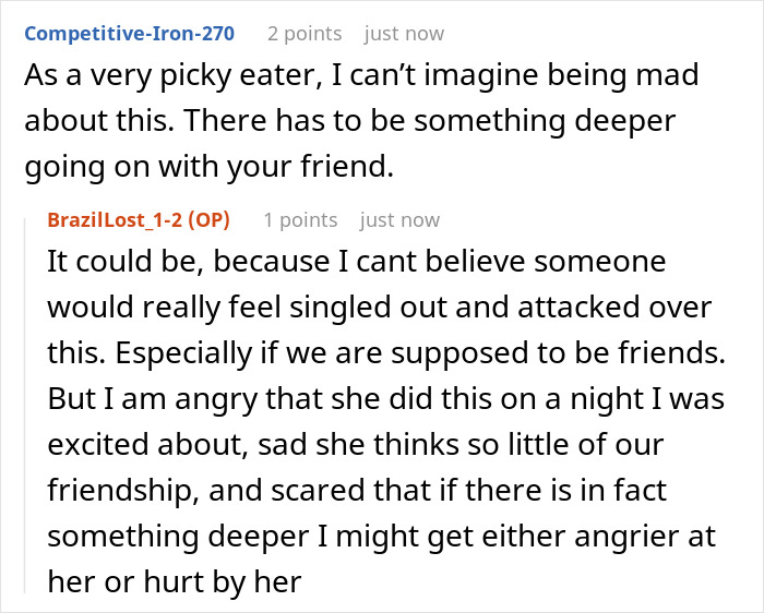 Another screenshot of a Reddit thread where a user, a self-proclaimed picky eater, can't imagine being mad about sushi. Another screenshot of a Reddit thread where a user, a self-proclaimed picky eater, can't imagine being mad about sushi.