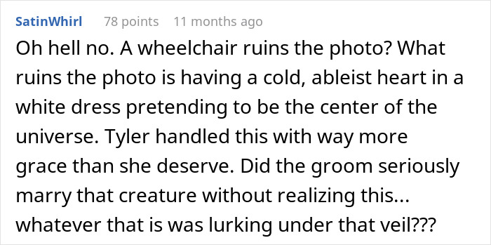 A social media comment about the bride's messed up request ruining photos and the groom's future.
