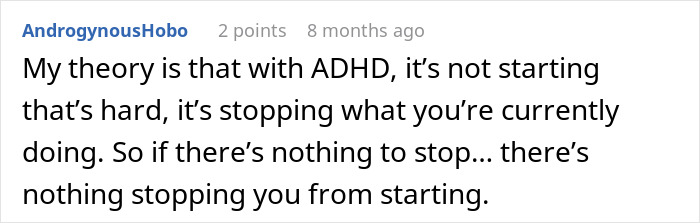 A person shares a life-changing simple trick theory about ADHD and starting new tasks.