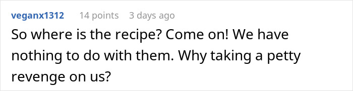A comment asking for the brownie recipe and questioning the petty payback against mean teammates. A comment asking for the brownie recipe and questioning the petty payback against mean teammates.