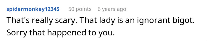 A comment describing the Old Karen who tried to kidnap his own stepson as an ignorant bigot. A comment describing the Old Karen who tried to kidnap his own stepson as an ignorant bigot.
