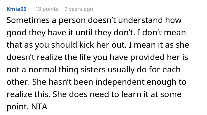 A comment about not understanding how good one has it, relating to the nanny and family vacation drama.