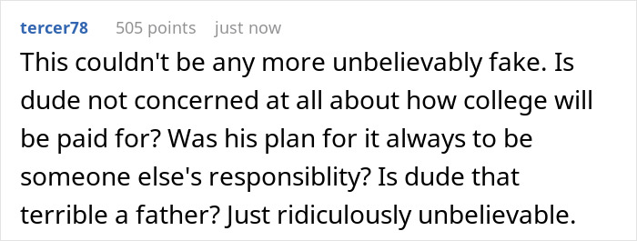 Screenshot of Reddit comment regarding a daughter losing her college fund and calling her aunt a homewrecker. Screenshot of Reddit comment regarding a daughter losing her college fund and calling her aunt a homewrecker.