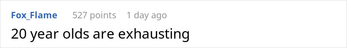 Screenshot of Reddit comment about how 20 year olds are exhausting when dealing with a cheating GF situation.