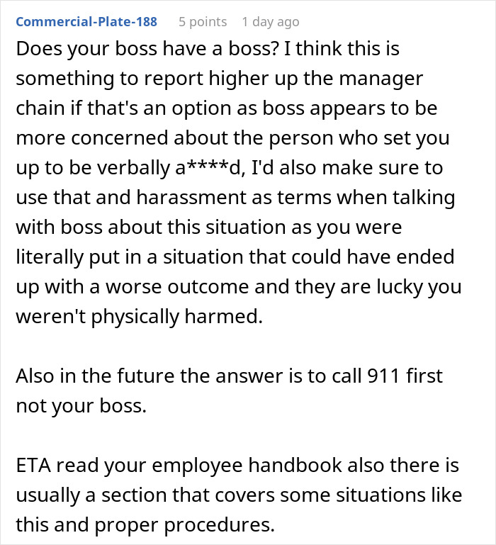Detailed advice on reporting 17YO slacking off and bullying claims higher up the manager chain and calling 911. Detailed advice on reporting 17YO slacking off and bullying claims higher up the manager chain and calling 911.