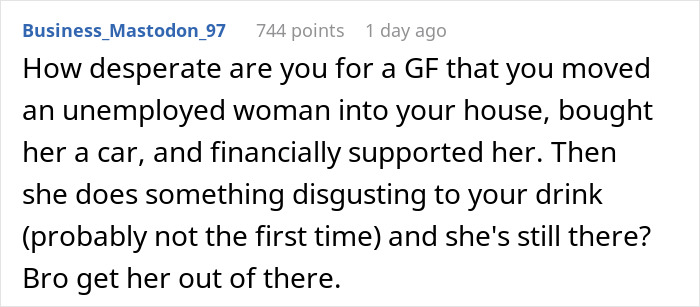 A comment about an unemployed woman and a camera, detailing revenge on her boyfriend, ruining their relationship. A comment about an unemployed woman and a camera, detailing revenge on her boyfriend, ruining their relationship.