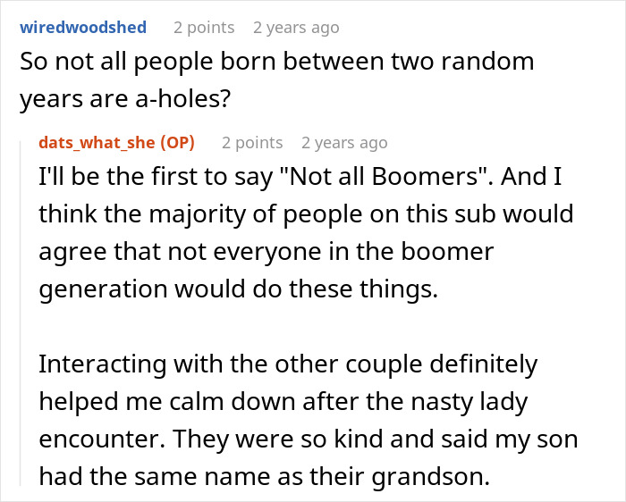 Discussion acknowledging that not all boomers make xenophobic remarks and a kind interaction that helped calm the original poster. Discussion acknowledging that not all boomers make xenophobic remarks and a kind interaction that helped calm the original poster.