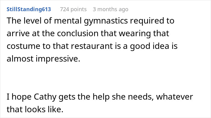 A Reddit comment discussing the mental gymnastics of a stepmom who dresses up as a K-Pop character to hijack a kids birthday. A Reddit comment discussing the mental gymnastics of a stepmom who dresses up as a K-Pop character to hijack a kids birthday.