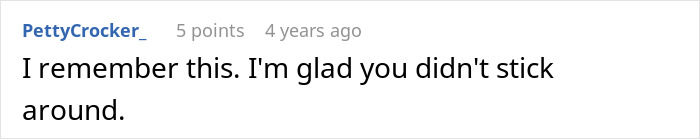 A user comment recalling the situation and expressing relief the girlfriend didn't stick around after the cruel prank. A user comment recalling the situation and expressing relief the girlfriend didn't stick around after the cruel prank.