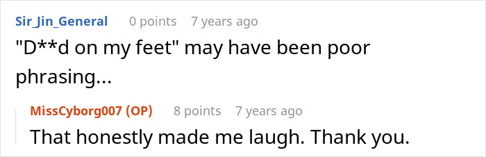 A Reddit comment section showing light-hearted interaction after discussing the crazy MIL and her potion.