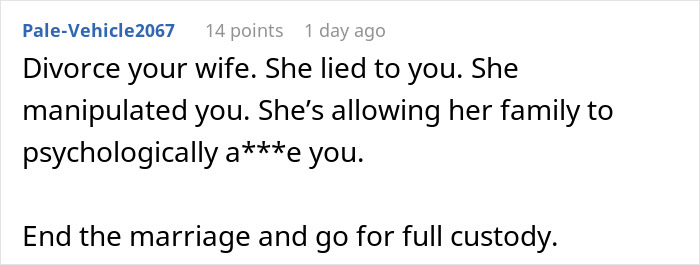 A comment advising to divorce the wife for lying and manipulating about the kidney donation. A comment advising to divorce the wife for lying and manipulating about the kidney donation.