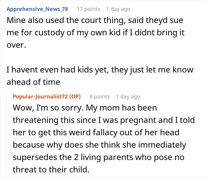A screenshot showing a Reddit comment about a delusional mom threatening to sue daughter over her dog. A screenshot showing a Reddit comment about a delusional mom threatening to sue daughter over her dog.