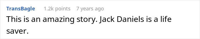 A comment praising Jack Daniels in the context of the Karen accusing stranger story.