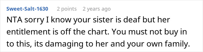 A screenshot of a comment about a woman taking a nanny on a family vacation, ruining everything.